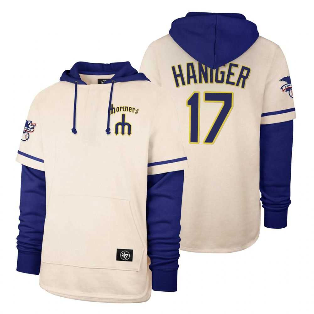 Men Seattle Mariners 17 Haniger Cream 2021 Pullover Hoodie MLB Jersey Men Seattle Mariners 17 Haniger Cream 2021 Pullover Hoodie MLB Jersey